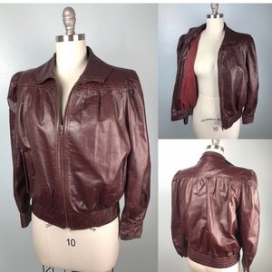 Cool Cordovan 1980s Leather Bomber Jacket